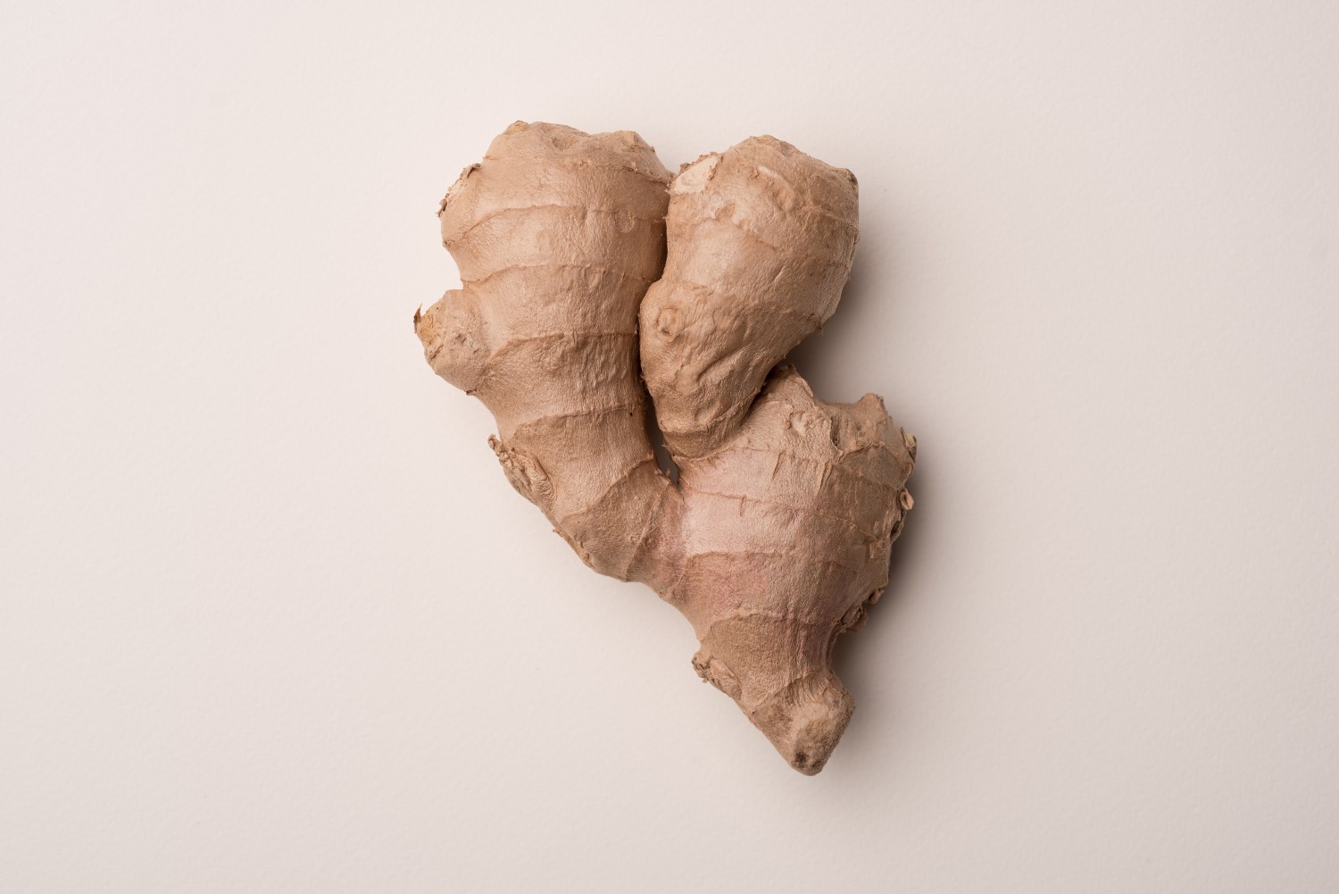 Fresh ginger root on a light background